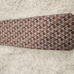 Geometric Patterned Tie in Brown and Gray